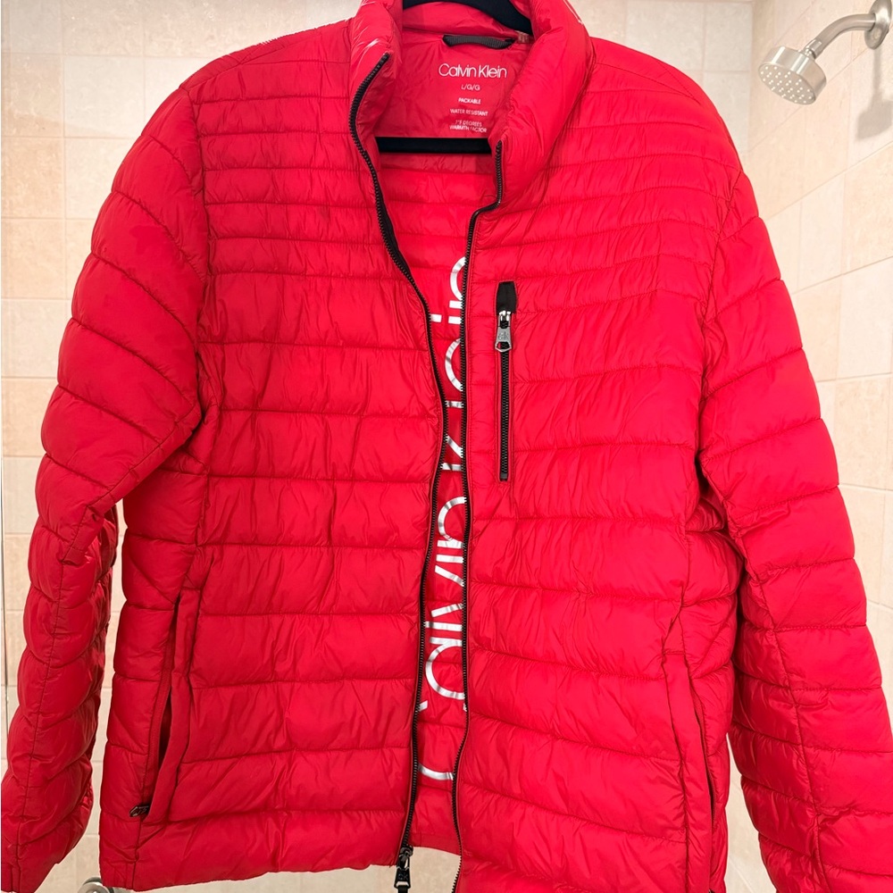Calvin Klein Vibrant Red Quilted Jacket